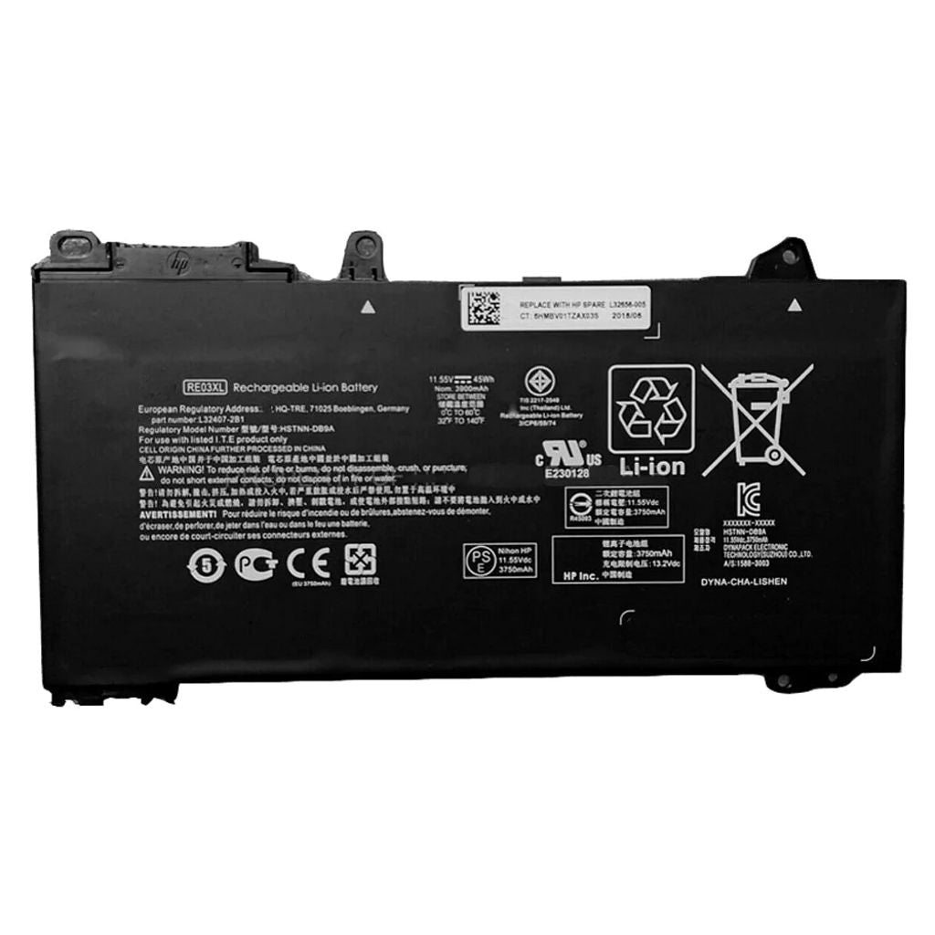 HP 3C Laptop Battery, 45Wh, 3.92Ah, Li-ion, RE03045XL-PL, RE03XL