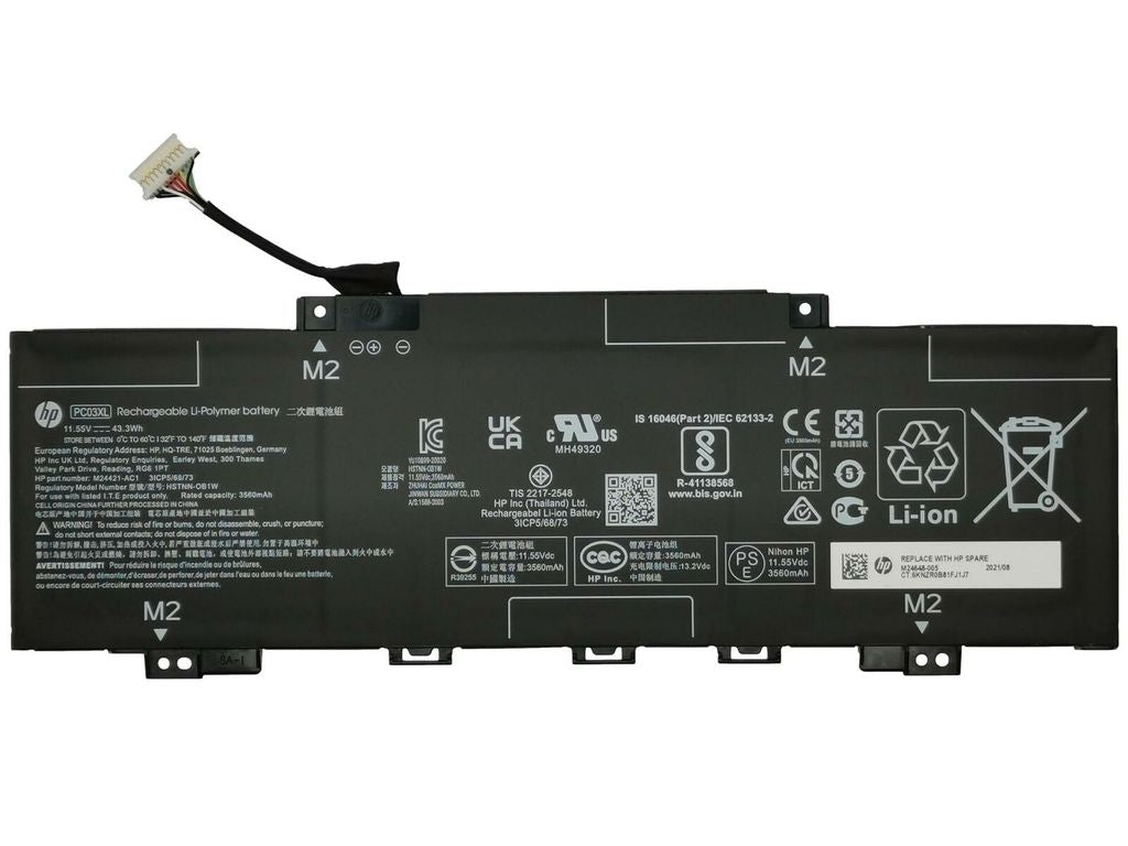 HP M24648-007 Laptop Battery, 43Wh, 3.75Ah, Li-ion for Pavilion/Envy x360 14 - PC03XL