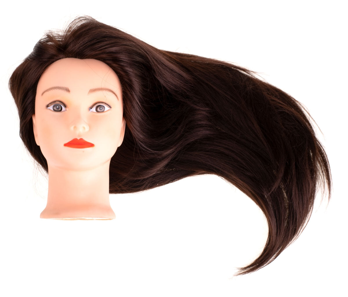 Hairdresser's training head natural hair brown