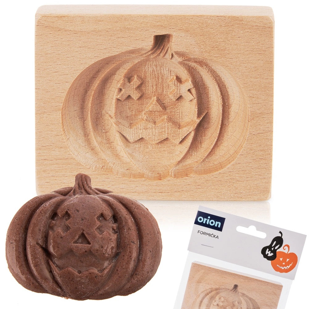 Halloween Pumpkin Wooden Cookie Mold, 10x8 cm