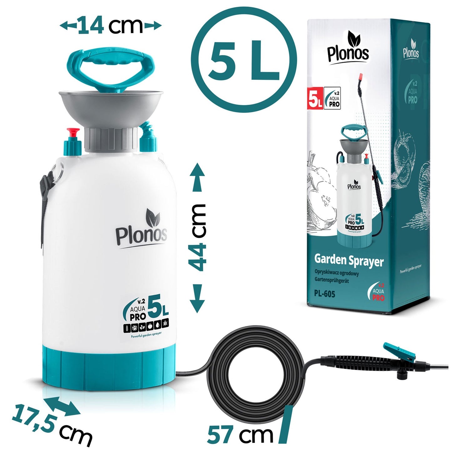 Handheld Pressure Sprayer 5L with Adjustable Lance