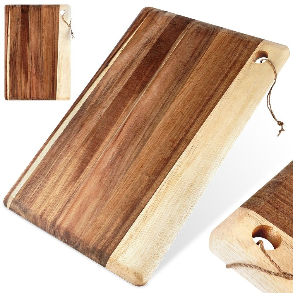 Handmade Acacia Wood Cutting Board with Hanging Rope