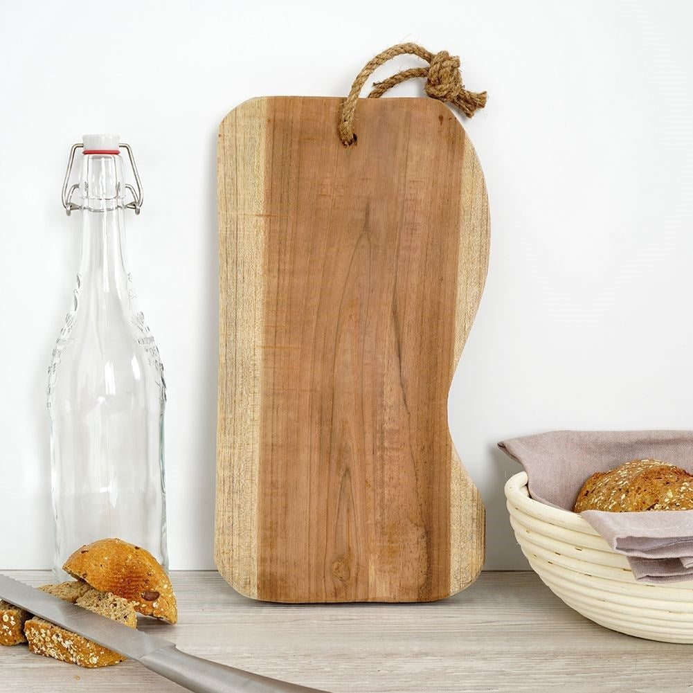 Handmade Teak Cutting Board with Cord for Hanging