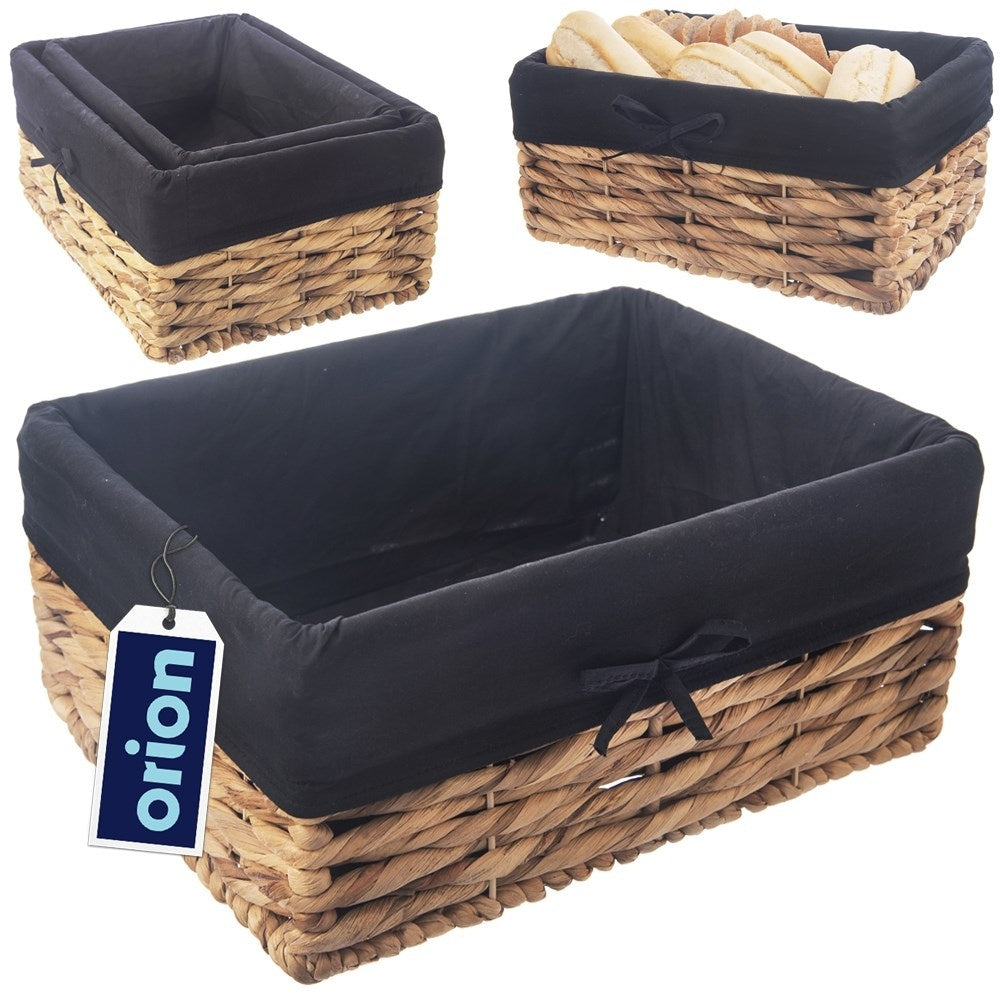 Handmade basket with removable black lining for organization