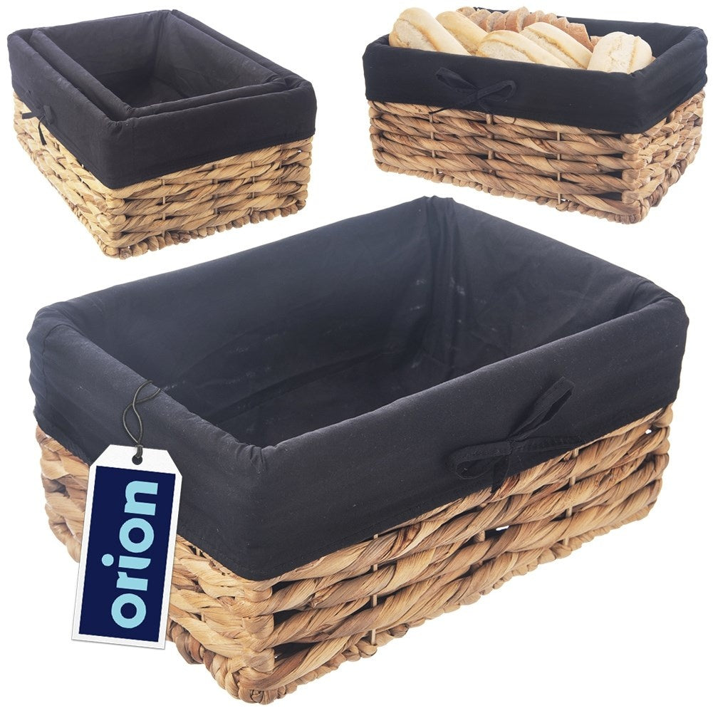Handmade basket with removable black upholstery