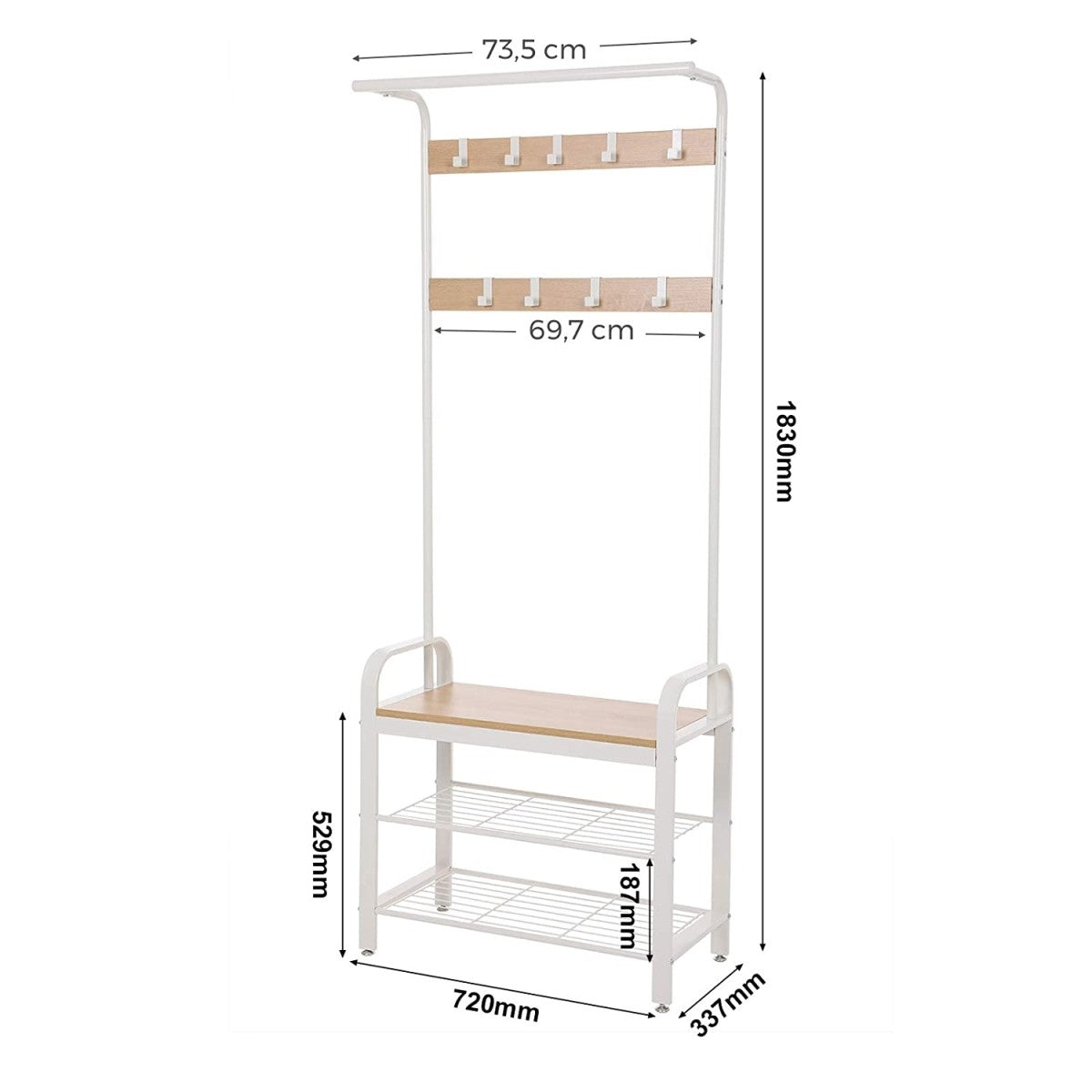 Hanger, clothes rack, additional cabinet, bookcase, shoe shelf, 9 hooks