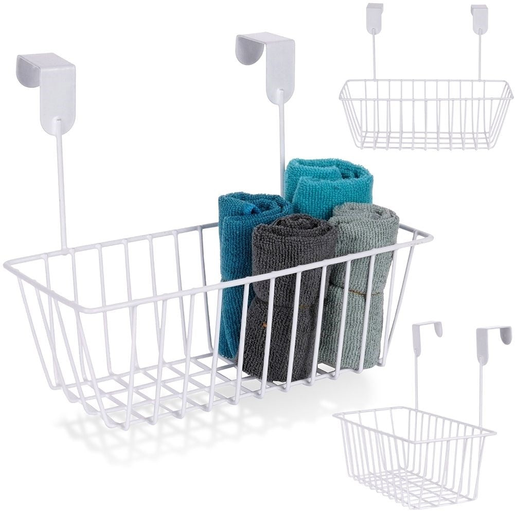 Hanging basket for cabinet doors and shower cubicles