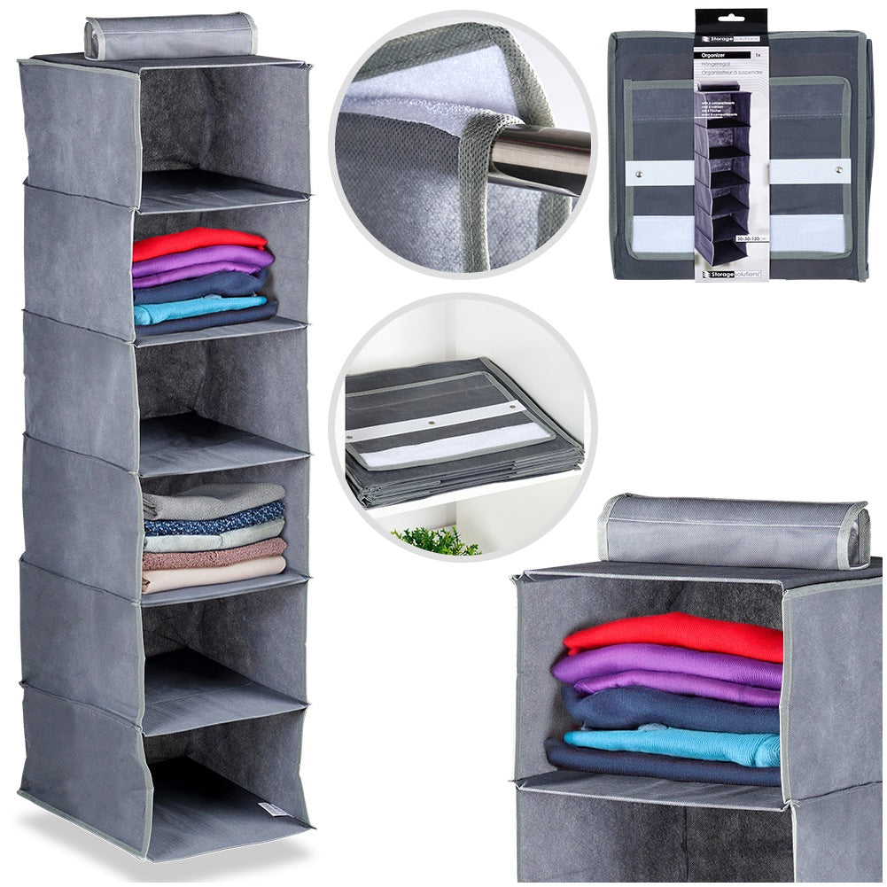Hanging wardrobe organizer 6 shelves