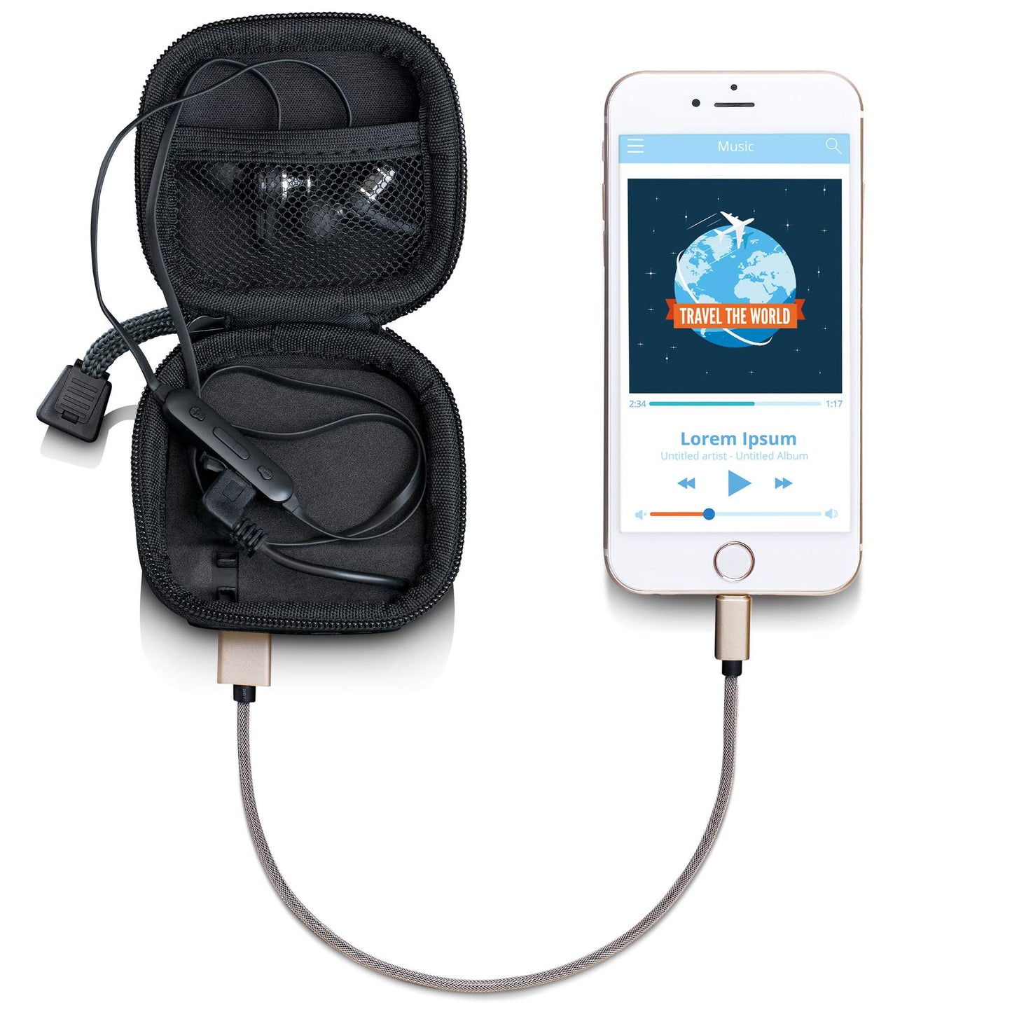 Headphone Case with Built-In Power Bank, Grey
