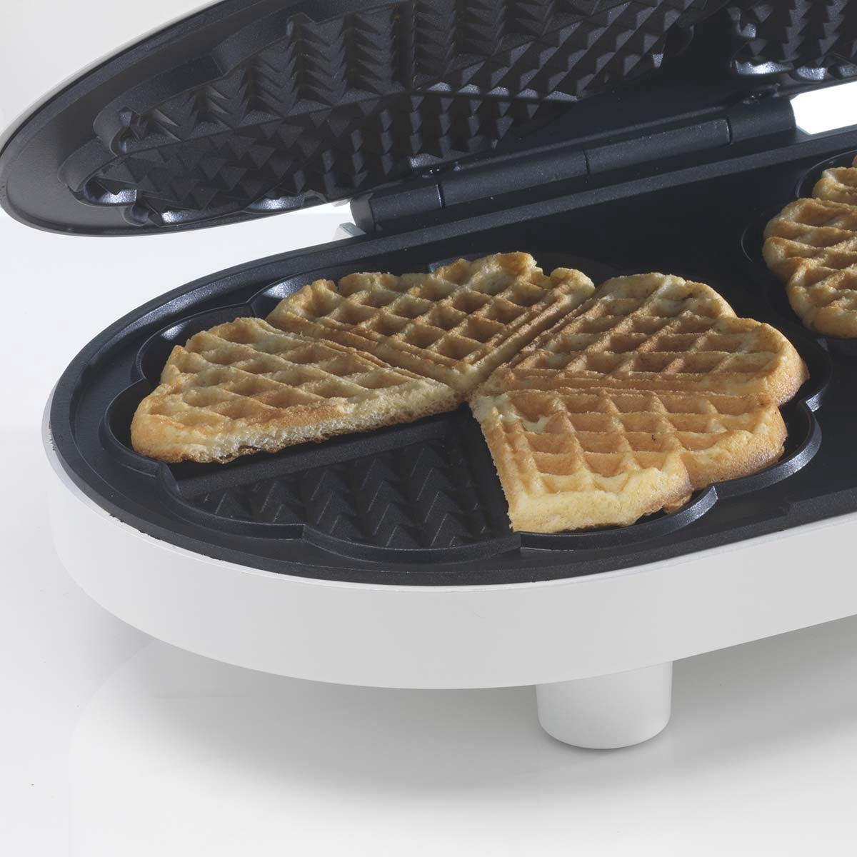 Heart-Shaped Double Waffle Maker, Non-Stick, 1200W, White