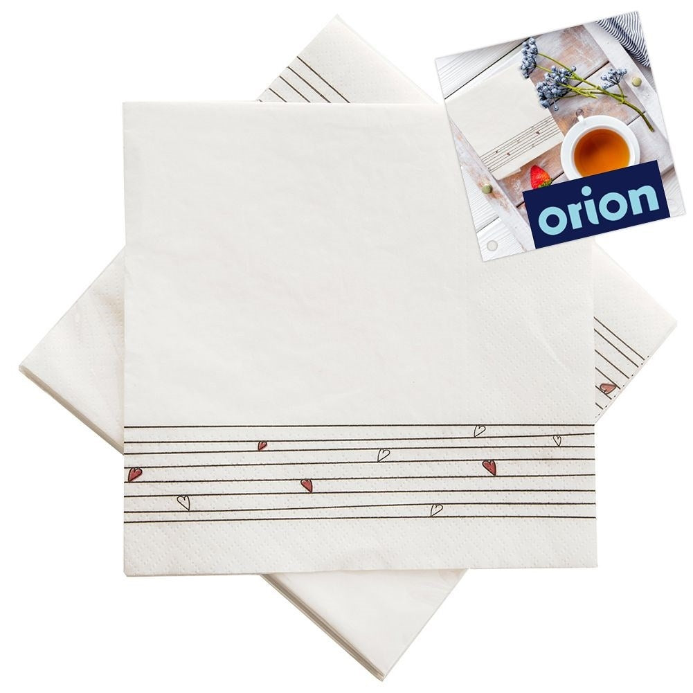 Heart-patterned Three-ply Paper Napkins - 20-pack White