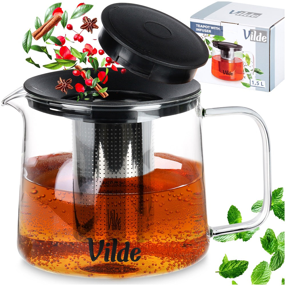Heat-resistant glass teapot with infuser 1.5 l