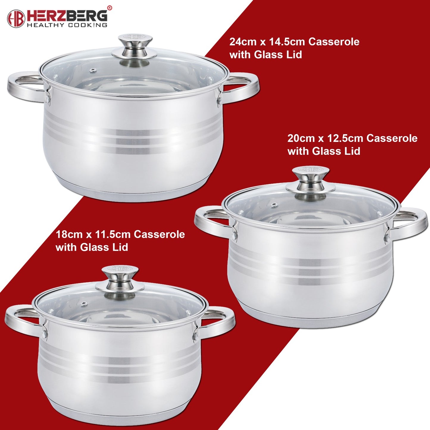 Herzberg 12 Pieces Stainless Steel Cookware Set