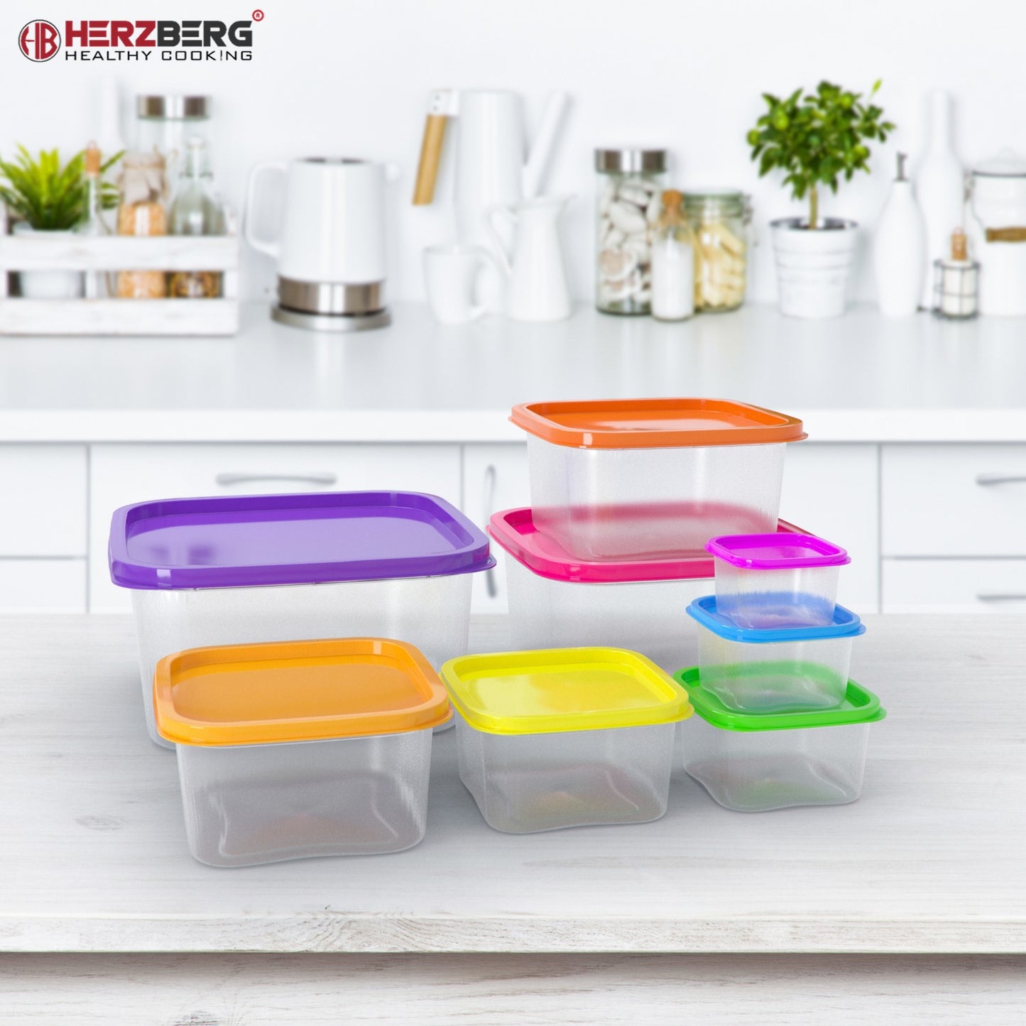 Herzberg 8-in-1 Square Food Storage Container Set
