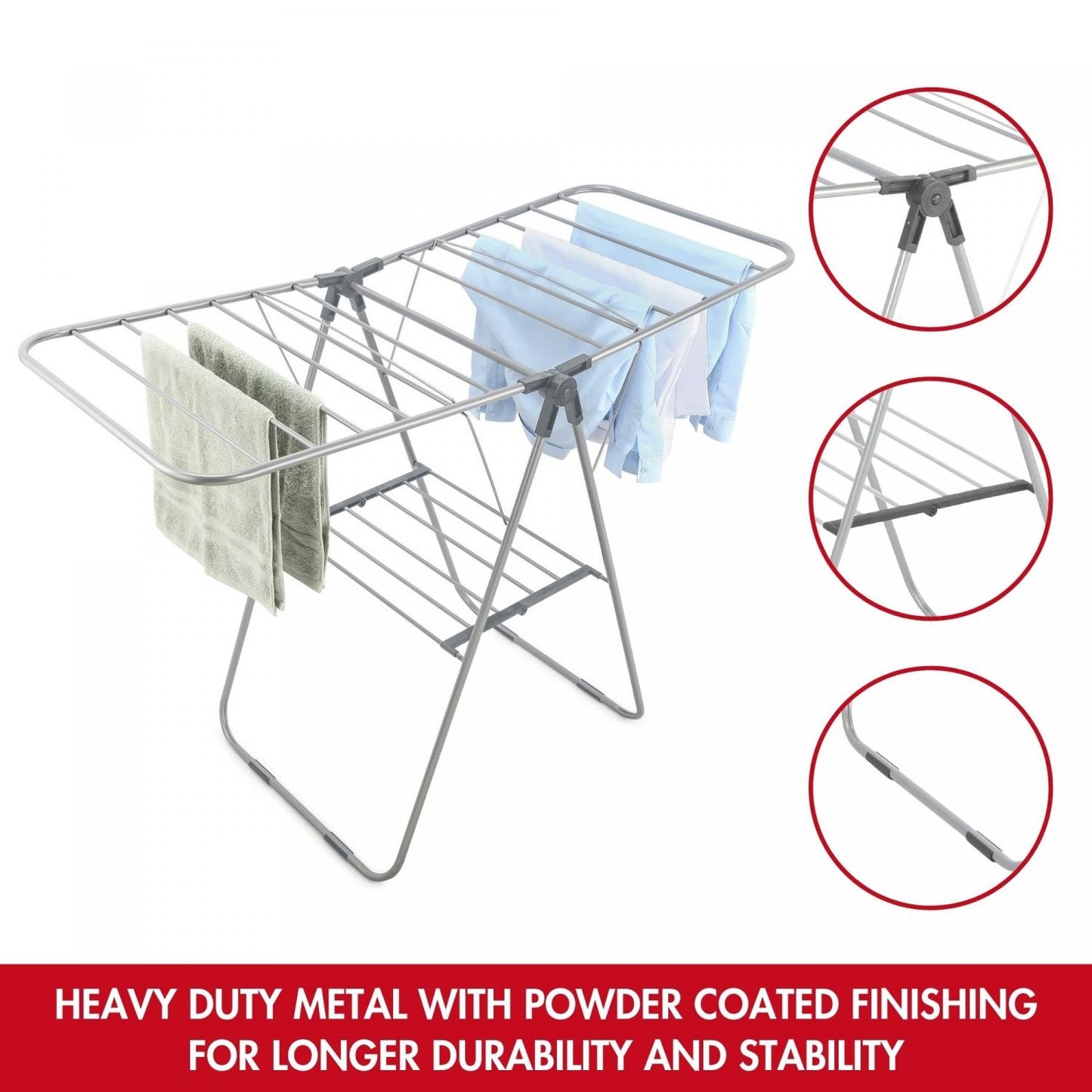 Herzberg HG-04494: 2-Tier Folding Steel Clothes Drying Rack