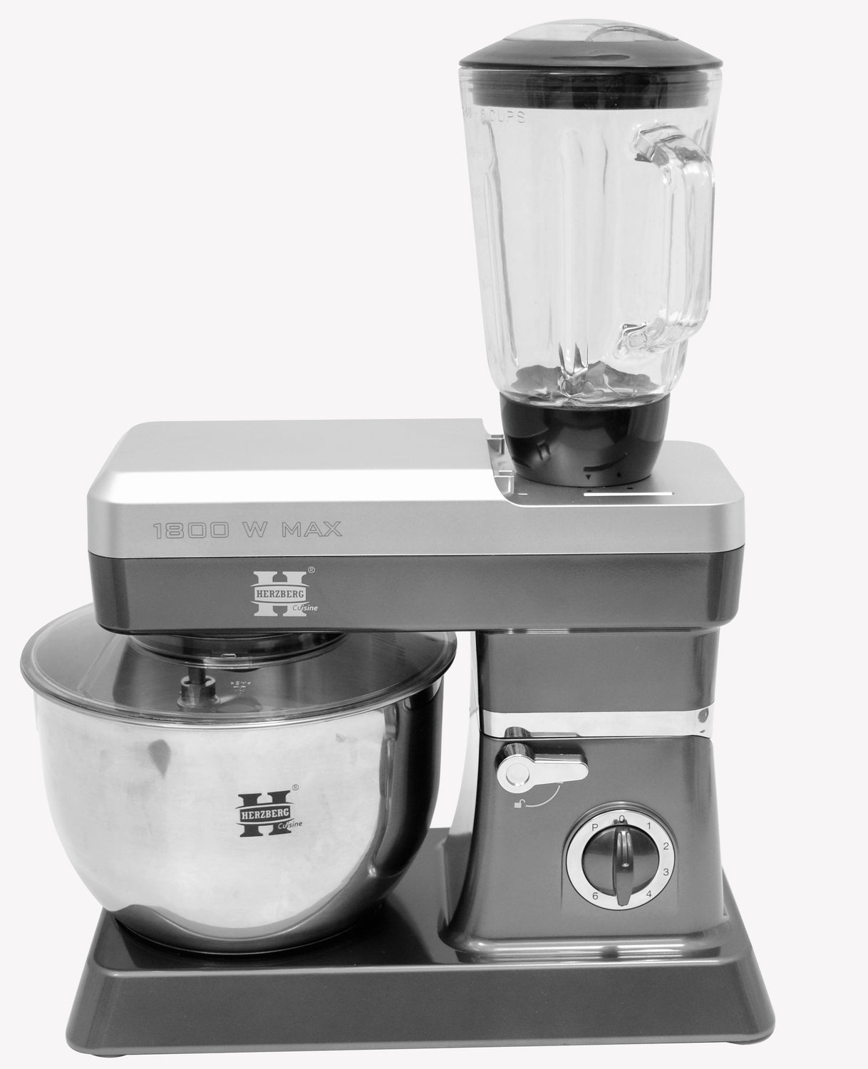 Herzberg HG-5065: 2 in 1 6.5L Stand Mixer and 1.7 Blender- 1200W Black
