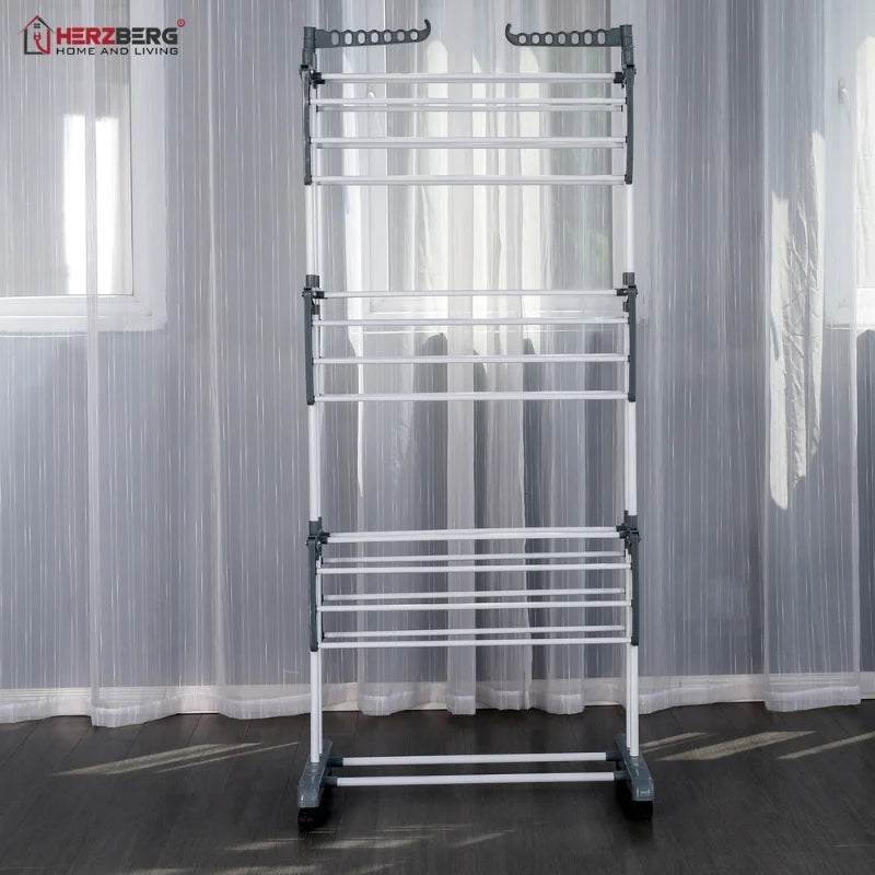 Herzberg HG-8034GRY: Moving Clothes Rack - Grey