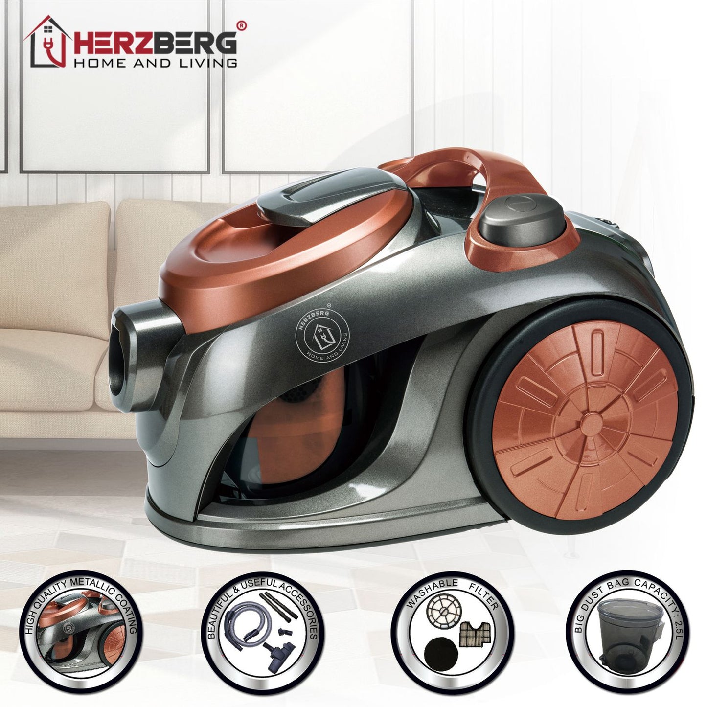 Herzberg HG-8046COP: Multi-Cyclone Bagless Vacuum Cleaner