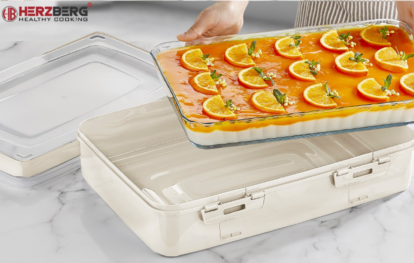 Herzberg Single-Tier Takeaway Pastry Carrying Box Ivory