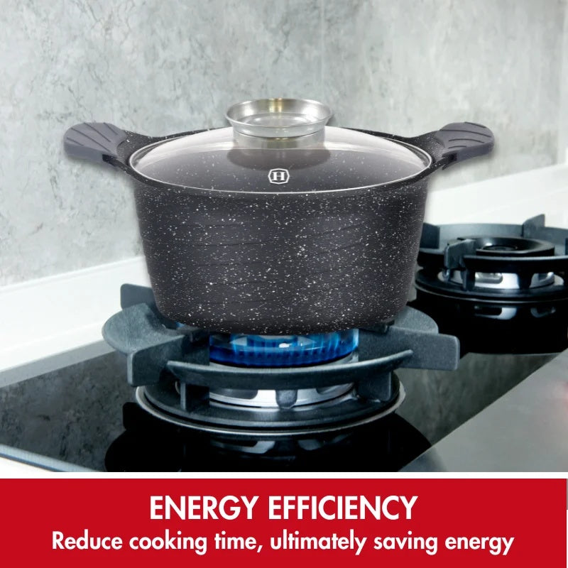 Herzog HR-5221: 20cmMarble Coated Casserole with Aroma Knob - 2.6L