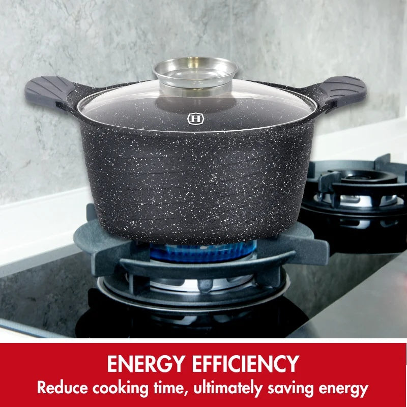 Herzog HR-5223: 28cmMarble Coated Casserole with Aroma Knob - 7.1L