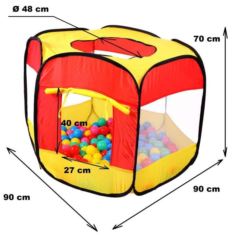 Hexagon Pop Up Ball Pit Tent + 100 Balls