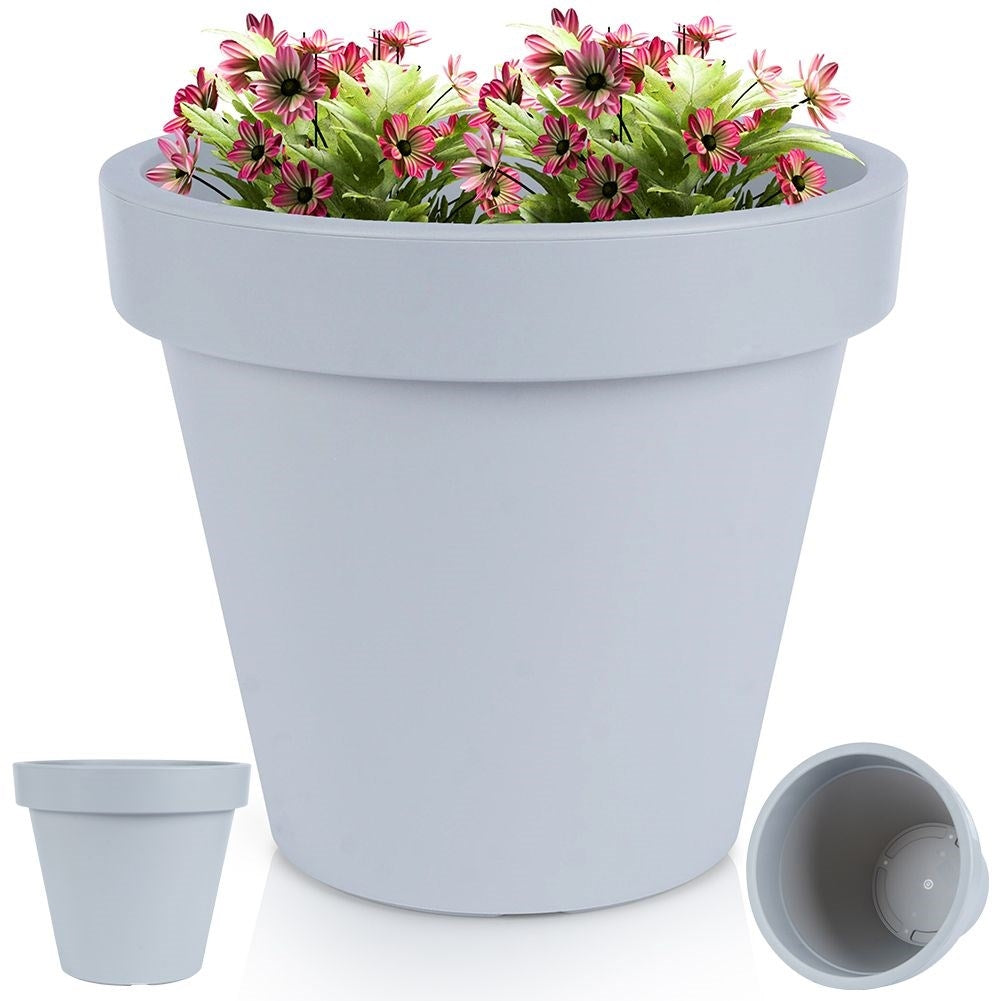High quality light gray flower pot, weatherproof for garden