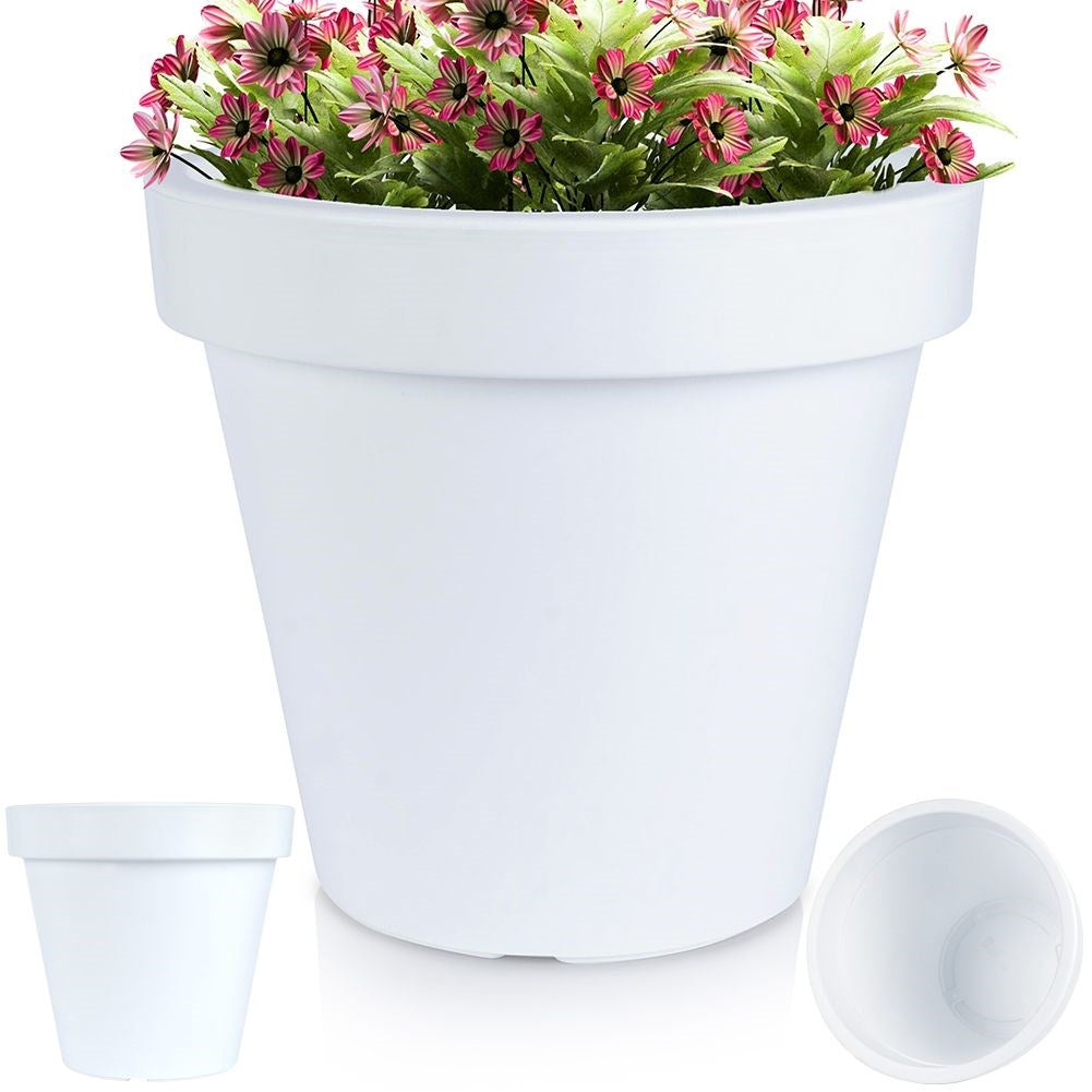 High quality white plastic flowerpot for garden and terrace