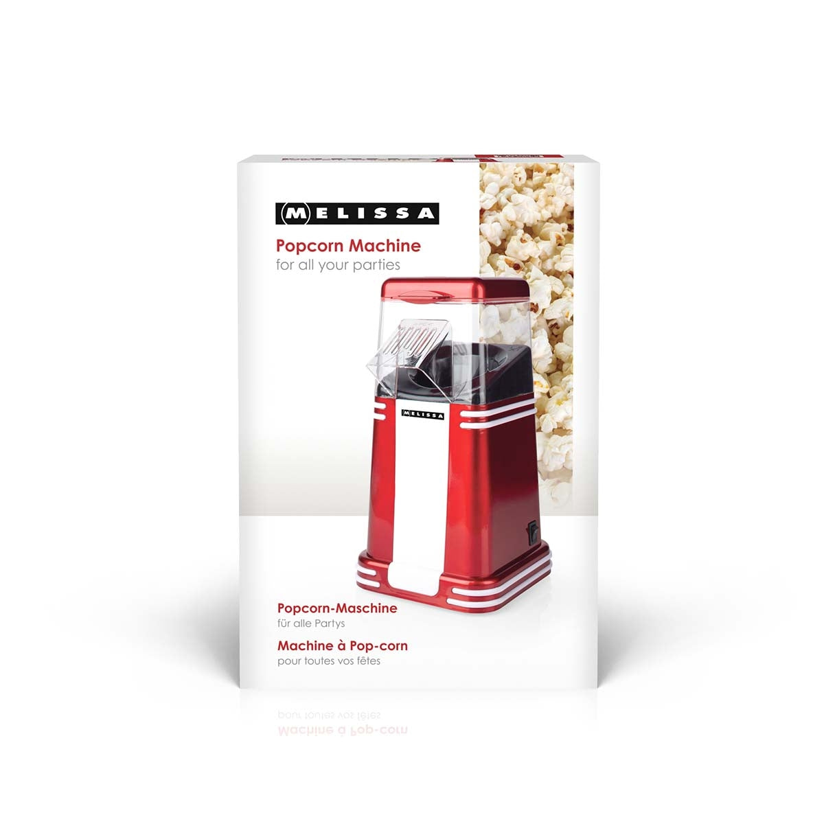 Hot Air Popcorn Maker, 1200W, 60g, Red/White