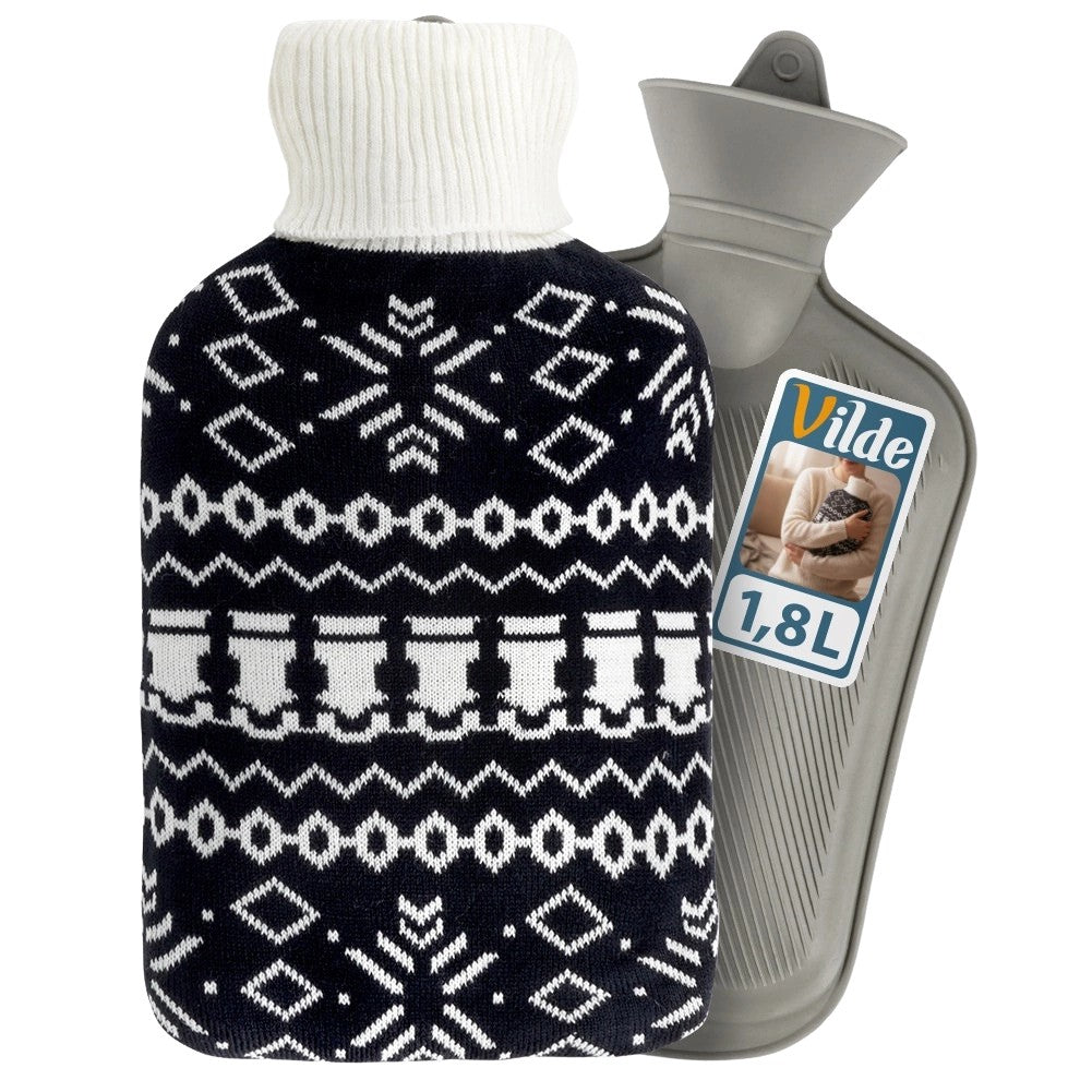 Hot Water Bottle with Sweater Cover, 1.8L Capacity