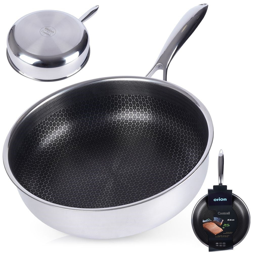 Hybrid frying pan: Non-stick, stainless, metal utensil safe