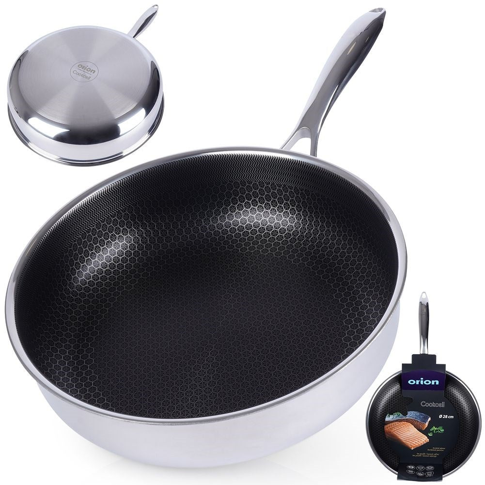 Hybrid frying pan: Non-stick, stainless steel, metal utensils