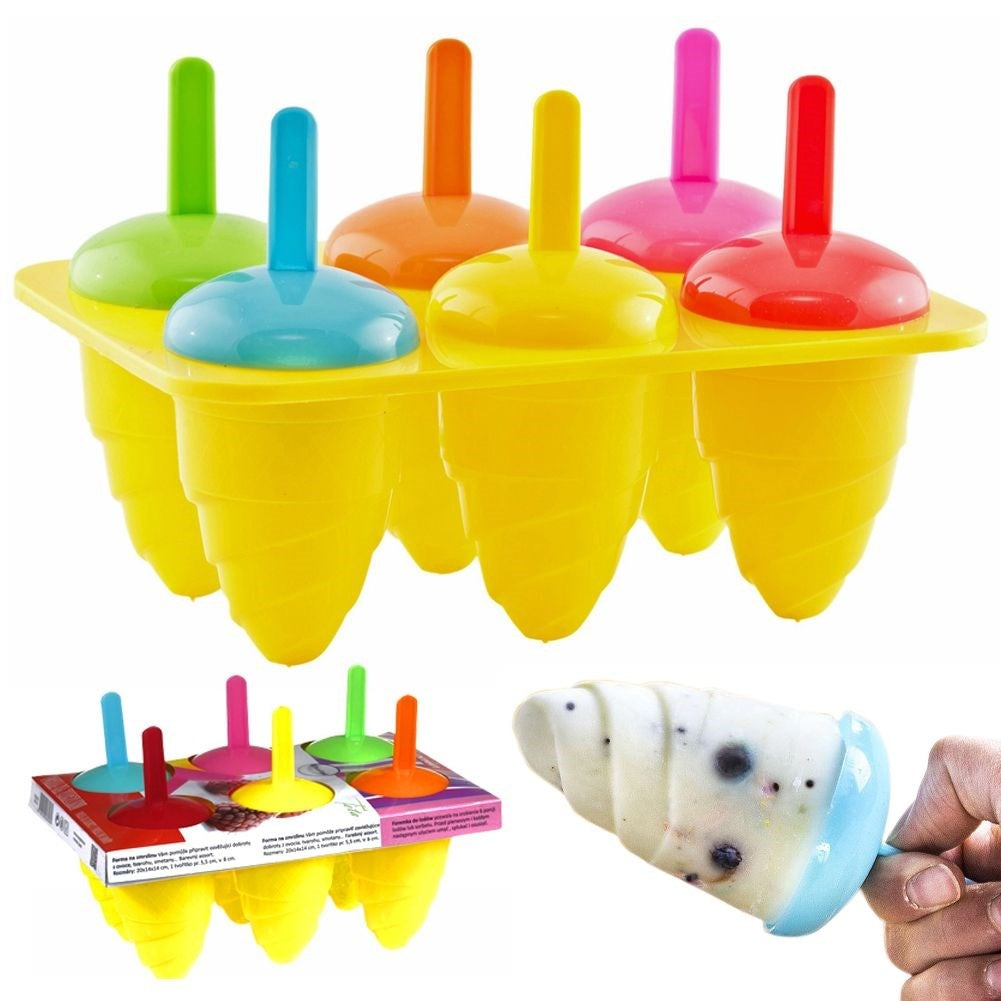 Ice cream molds with stand for 6 portions of homemade ice cream