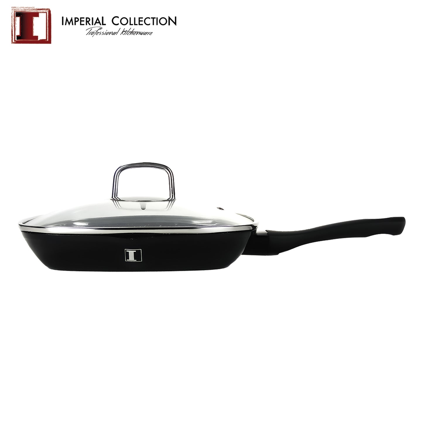 Imperial Collection 28cm Marble Coated Grill Pan Black