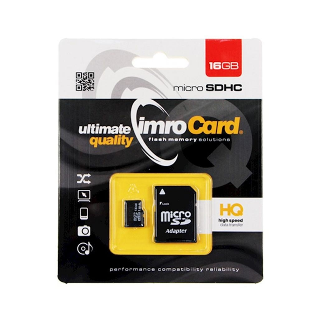 Imro microSDHC Memory Card 16 GB Class 10 UHS-I with SD Adapter