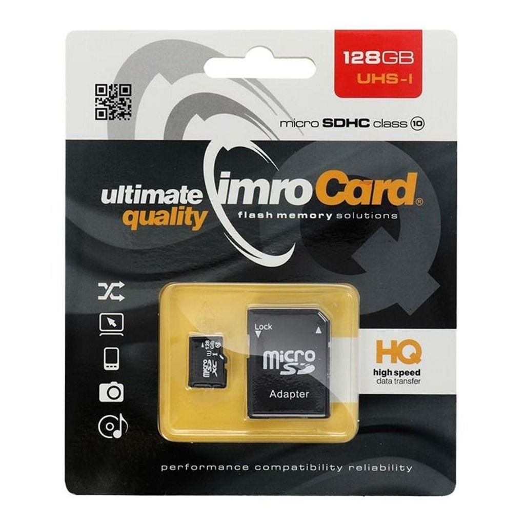Imro microSDXC Memory Card 128 GB Class 10 UHS-I with SD Adapter