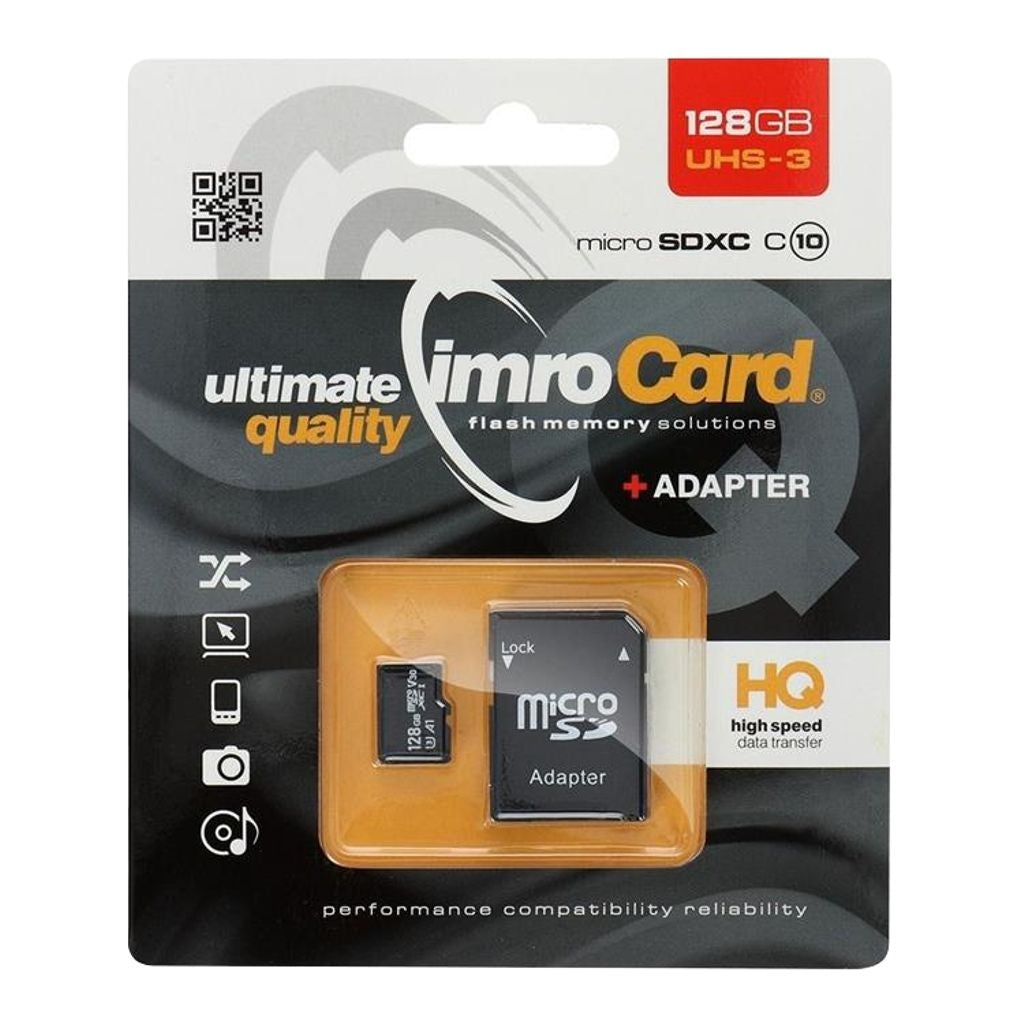 Imro microSDXC Memory Card 128 GB UHS-I U3 Class 10 + SD Adapter