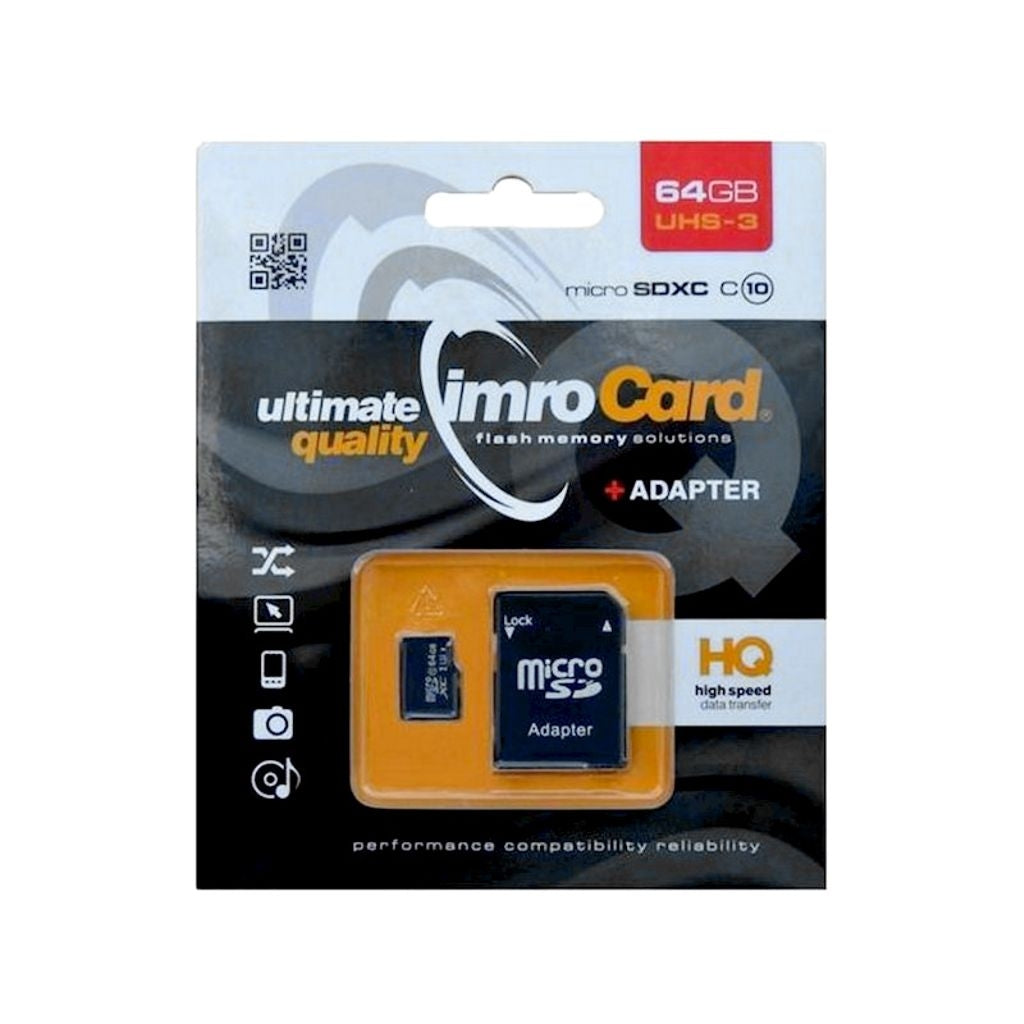 Imro microSDXC Memory Card 64 GB UHS-III Class 10 with SD Adapter