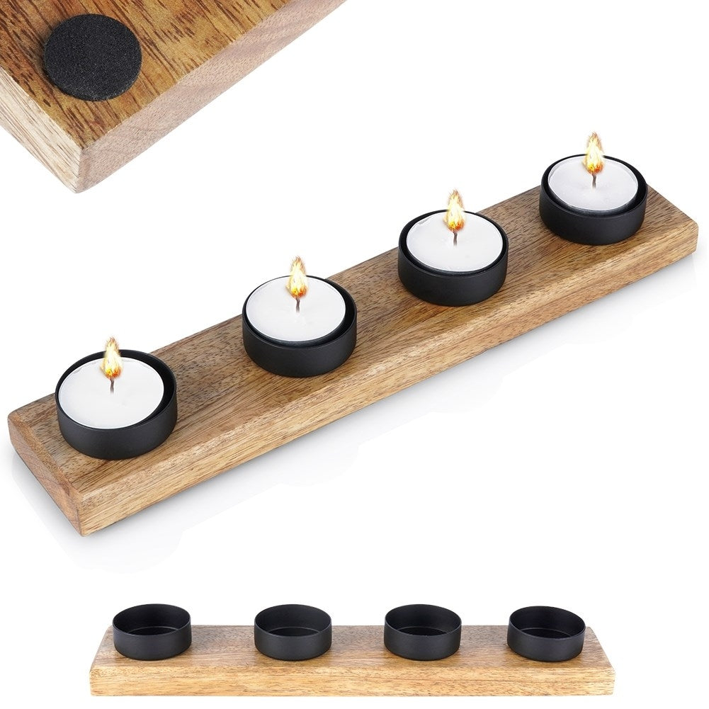 Industrial Candlestick in Black Wood and Metal for Advent