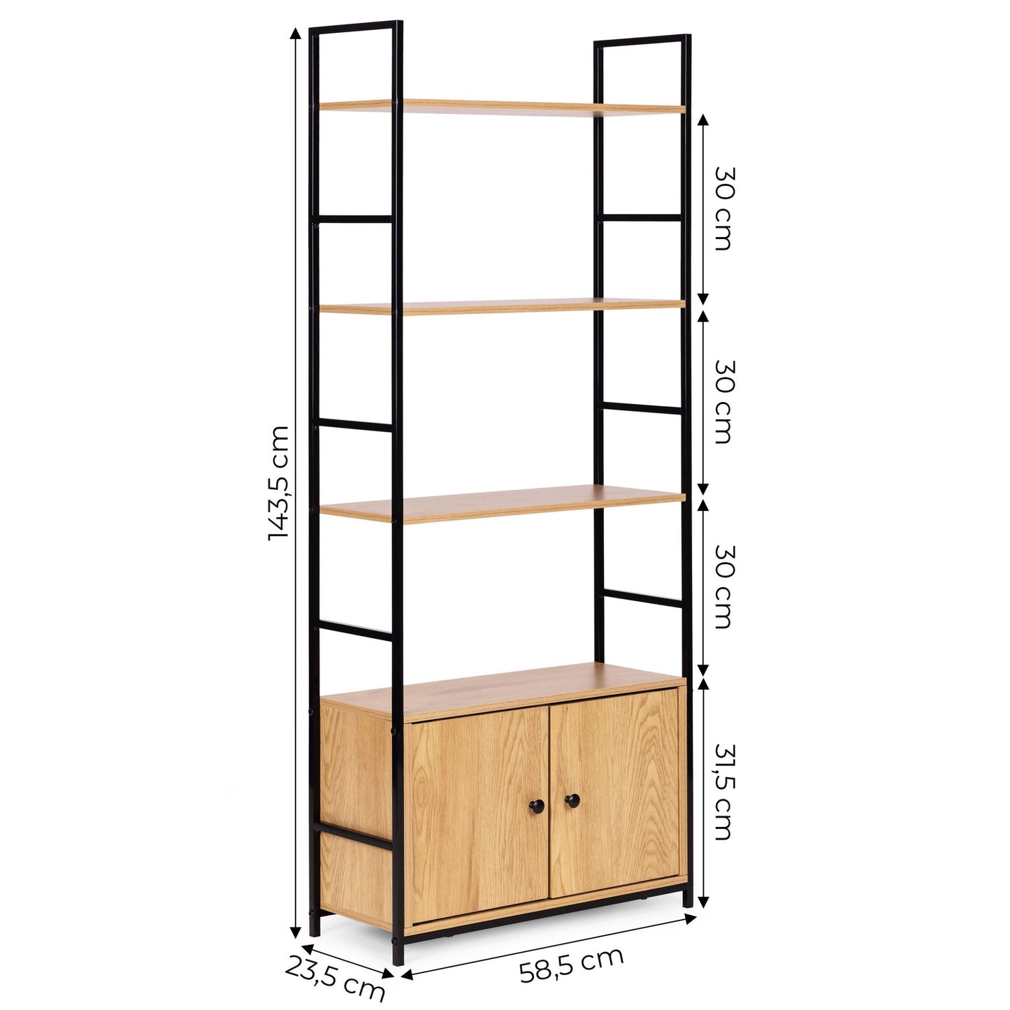 Industrial Loft Shelf with Cabinet and 4 Shelves ModernHome