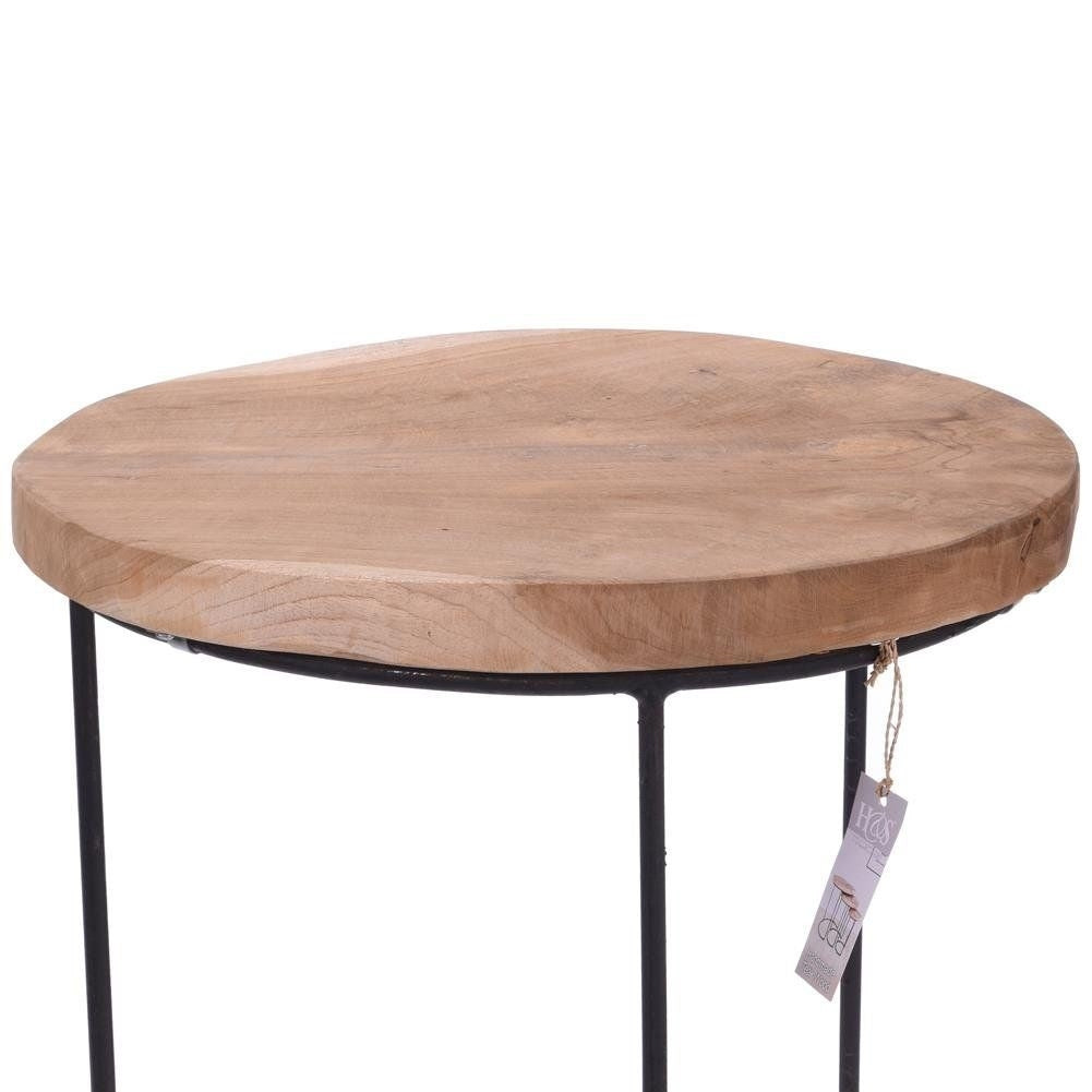 Industrial coffee tables in metal and teak, set of three