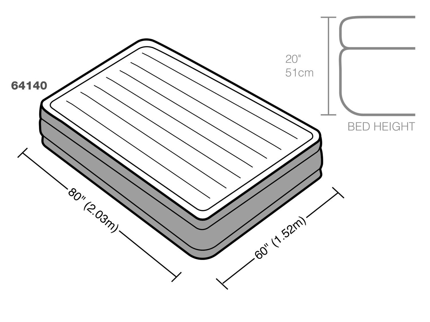 Inflatable mattress 203x152x51 cm with built-in electric pump INTEX 64140
