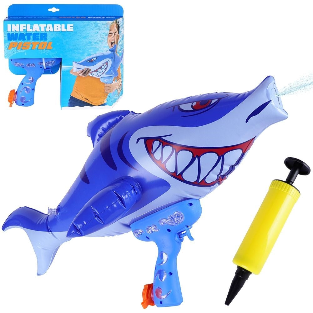 Inflatable shark water gun for water play and outdoor activities