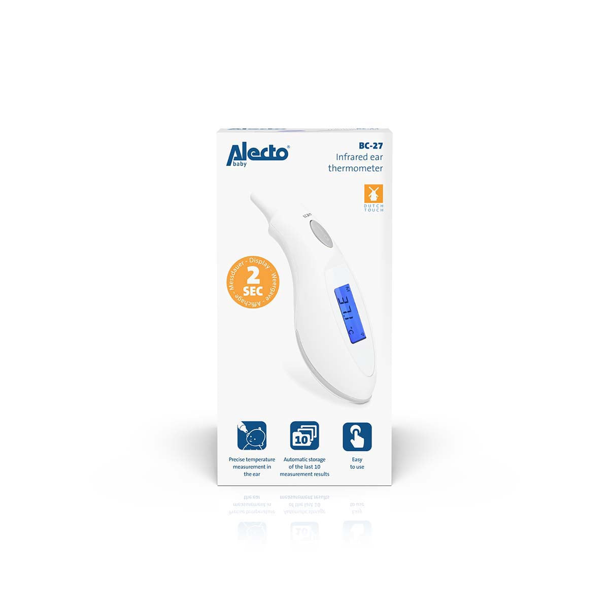 Infrared Ear Thermometer, Fast 2-Second Reading, Memory Function