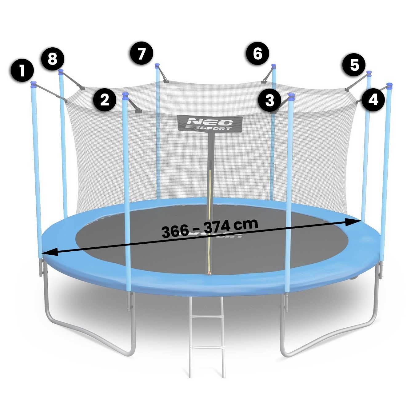 Inner net for the 374cm 12ft Neo-Sport trampoline