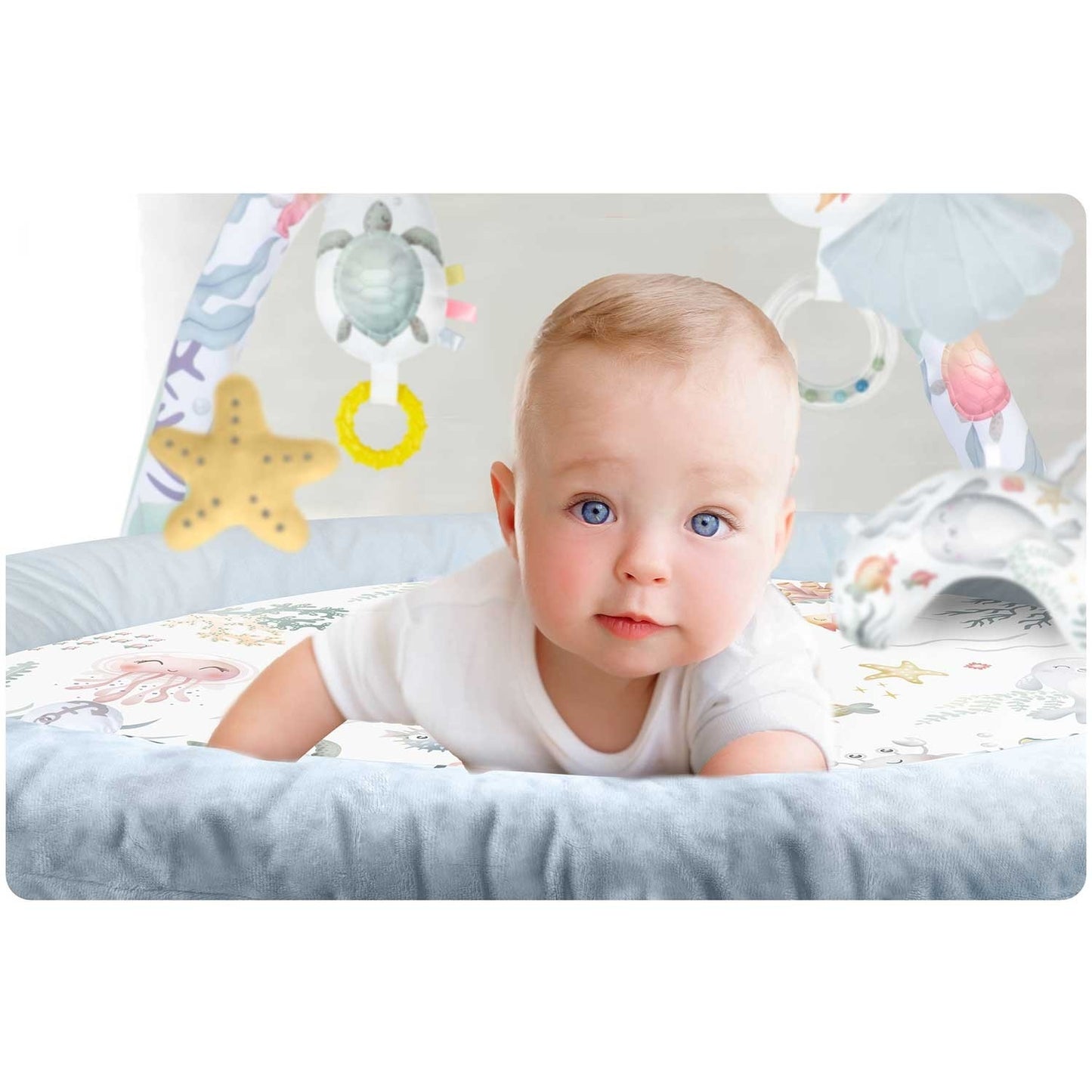 Interactive Ocean Play Mat with Toys and Pillow