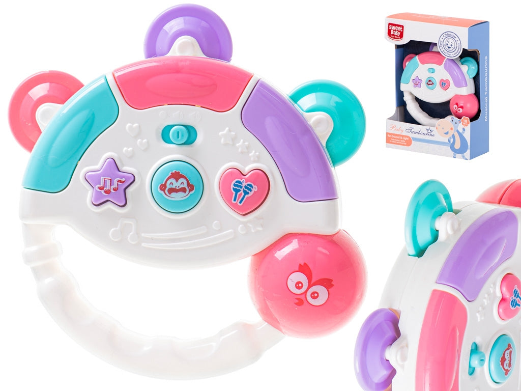 Interactive tambourine musical toy white