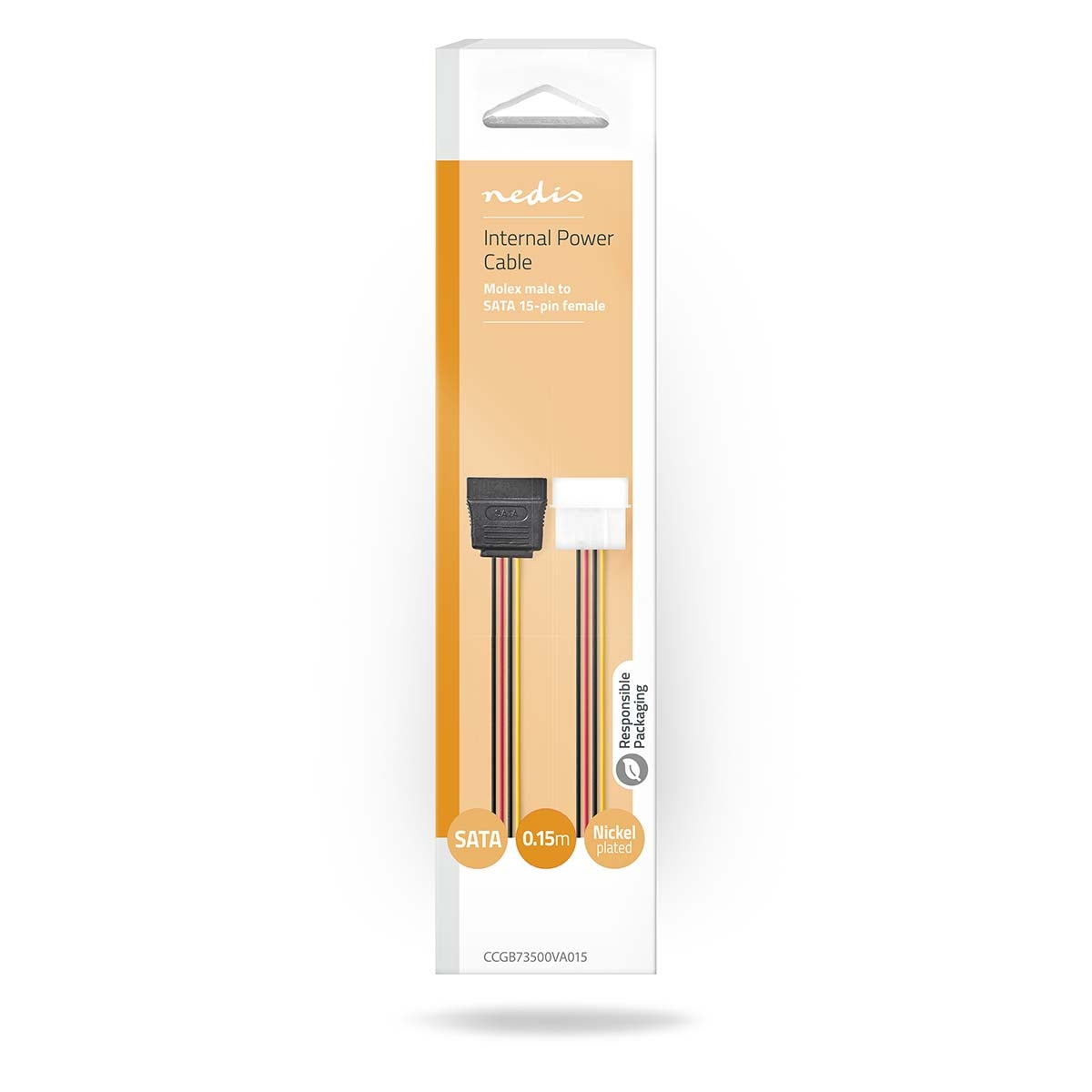 Internal Power Cable | Molex Male | SATA 15-Pin Female | Gold Plated | 0.15 m | Round | PVC | Multicolored | Box