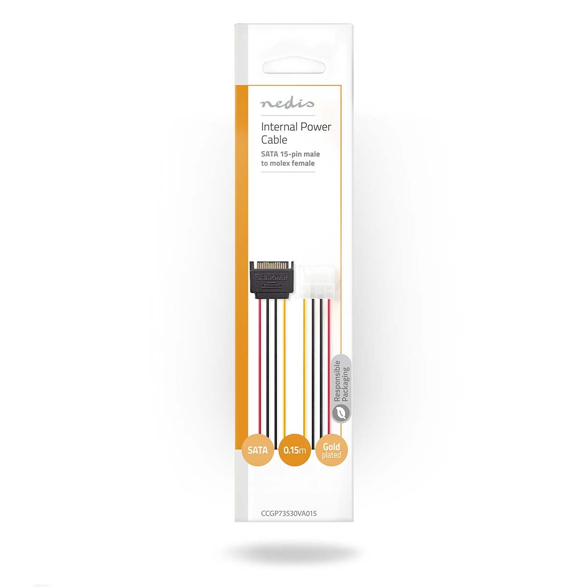 Internal Power Cable | SATA 15-Pin Male | Molex Female | Gold Plated | 0.15 m | Round | PVC | Multicolored | Envelope