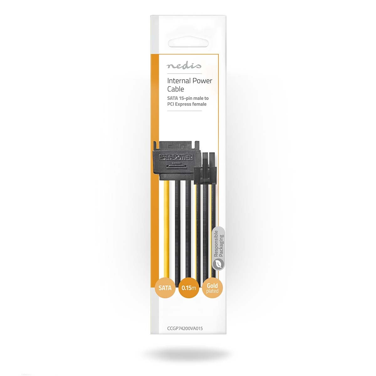 Internal Power Cable | SATA 15-Pin Male | PCI Express Female | Gold Plated | 0.20 m | Round | PVC | Yellow / Black | Envelope